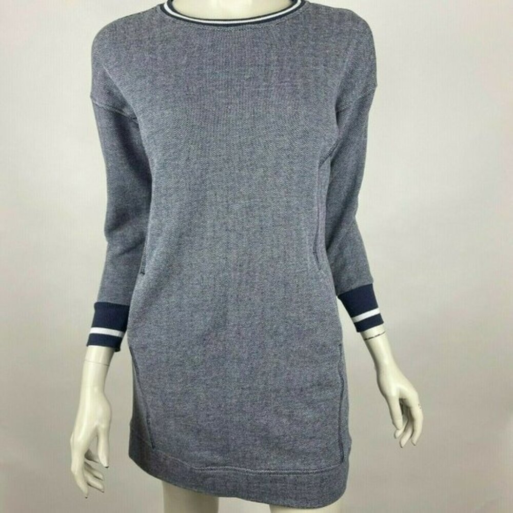 Vineyard Vines Varsity Sweatshirt Dress Cotton Blend 3/4 Sleeve Pockets Women XS